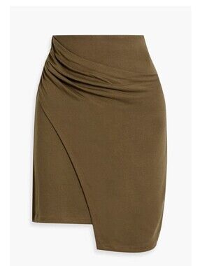 Vince Women's Olive Army Green Jersey Knit Draped MiniSkirt Sz M